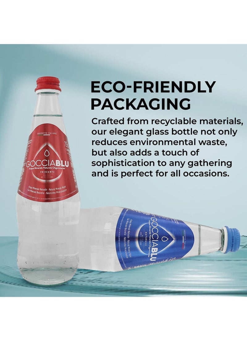GocciaBLU - Gocciablu Mineral Water Sparkling Glass Bottle- Carbonated Water- 750mL (Pack of 12) - Image 1