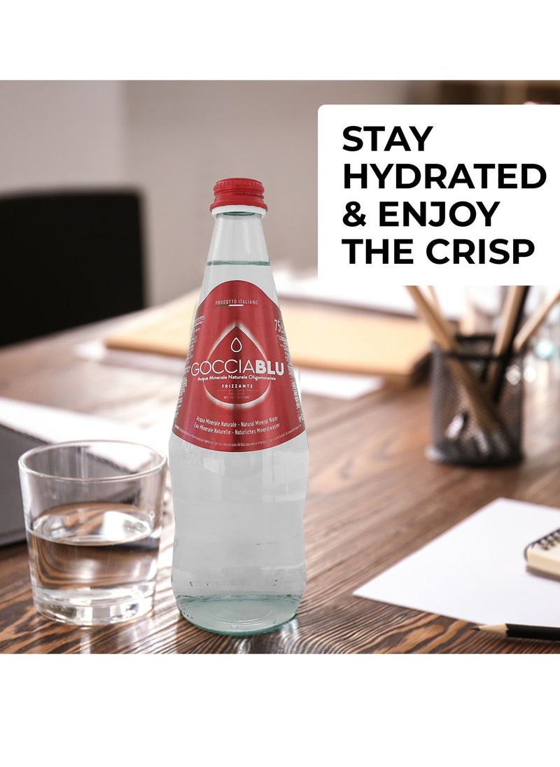 GocciaBLU - Gocciablu Mineral Water Sparkling Glass Bottle- Carbonated Water- 750mL (Pack of 12) - Image 1