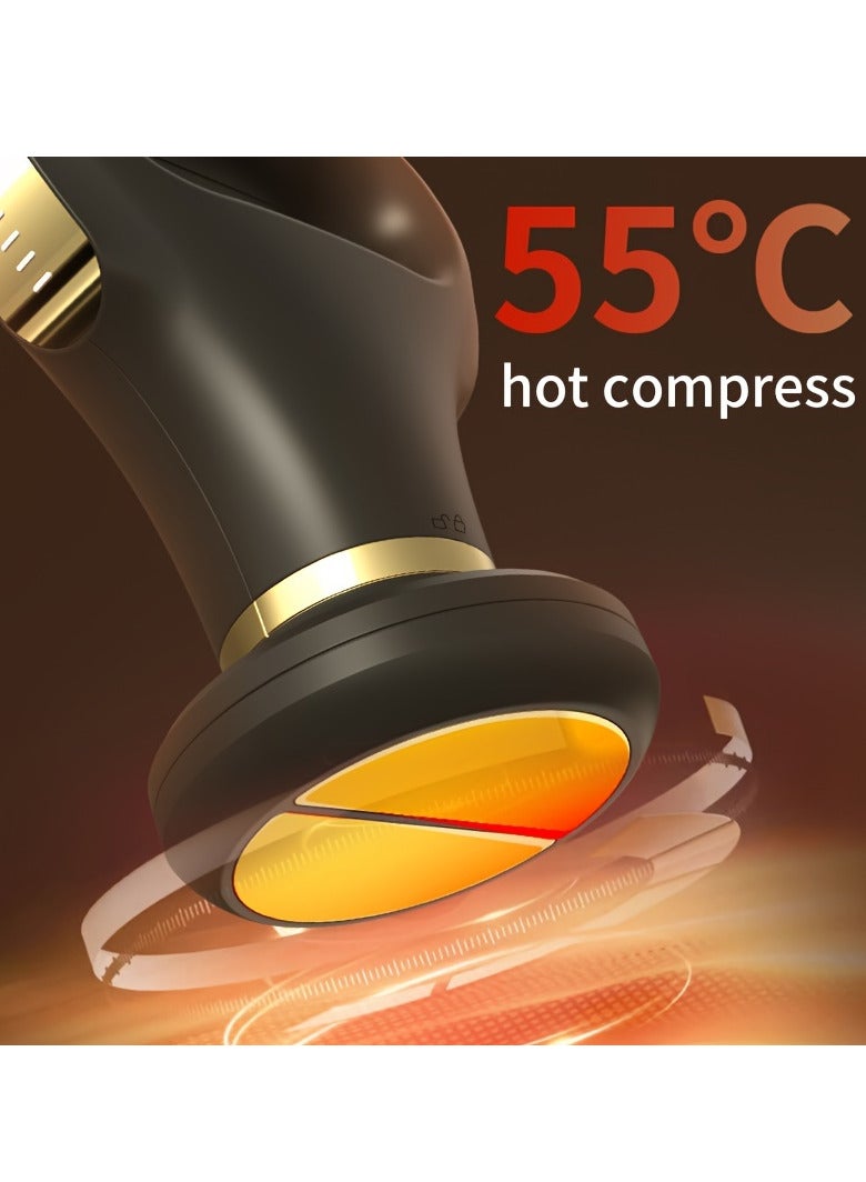 Generic High Quality Pulse Hot Compress Mini Body Massager Portable Handhold 5 Heads Body Beauty Massage For Muscle Relaxation  - Image 4