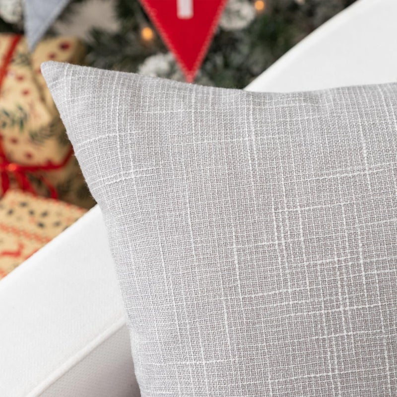 K KEVIN TEXTILE Kevin Textile Faux Linen Home Decorative Hand Made Cushion Cover Pillowcase for Nap  Hidden Zipper  18 ""x18 "" (2 Pieces  Grey White)  - Image 2
