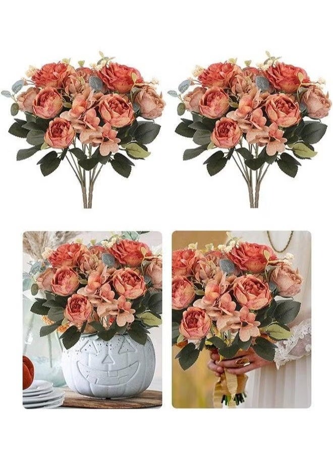 EETU Artificial Peony Flowers,2 Packs Vintage Silk Flowers For Home Office Wedding Decor - Image 1