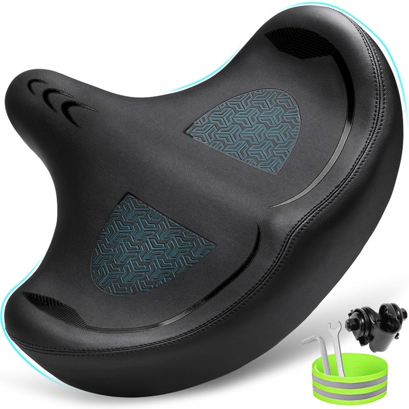 CDYWD Oversized Bike Seat for Men & Women Comfort, Extra Wide Bicycle Seat Cushion, Comfortable Wing Padded, Large Replacement Saddle for Peloton, Stationary Exercise Bike, Ebike, Cruiser, City Bike - Image 1