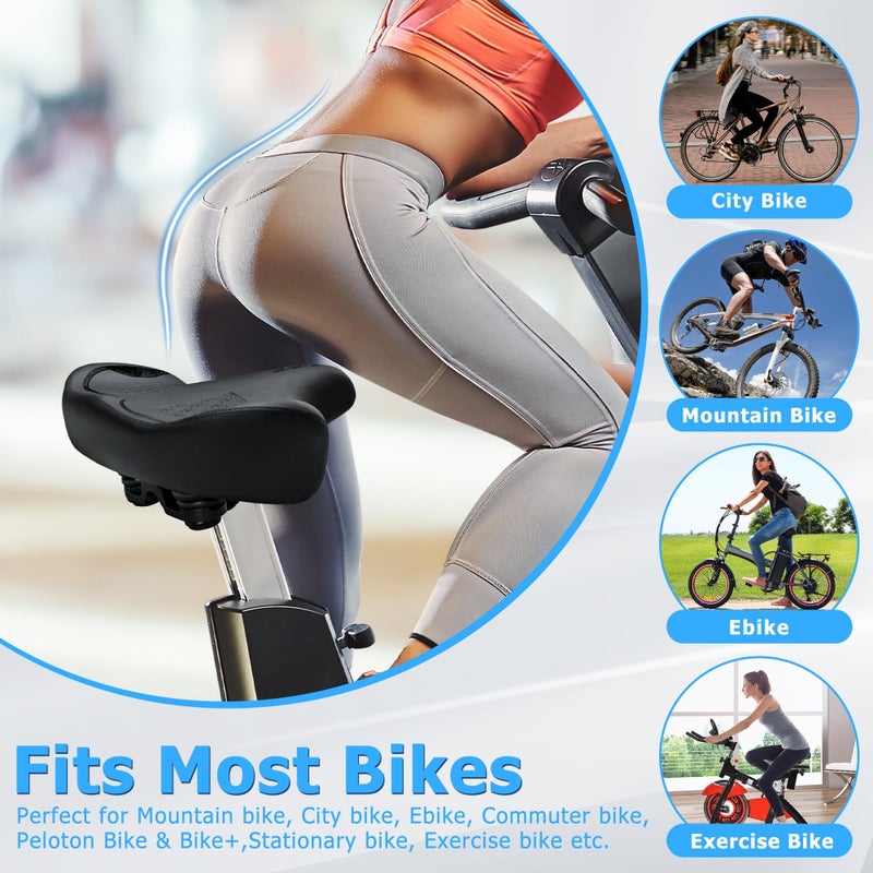CDYWD Oversized Bike Seat for Men & Women Comfort, Extra Wide Bicycle Seat Cushion, Comfortable Wing Padded, Large Replacement Saddle for Peloton, Stationary Exercise Bike, Ebike, Cruiser, City Bike - Image 2