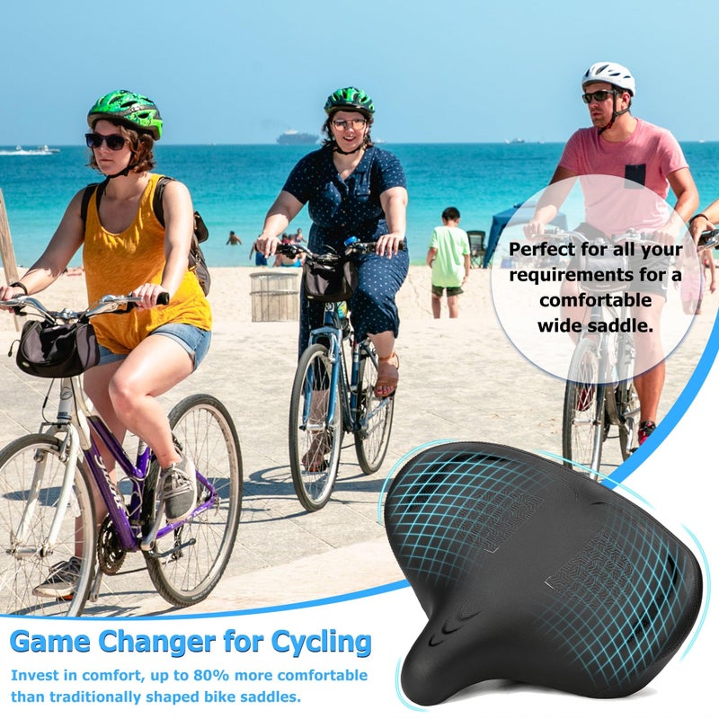 CDYWD Oversized Bike Seat for Men & Women Comfort, Extra Wide Bicycle Seat Cushion, Comfortable Wing Padded, Large Replacement Saddle for Peloton, Stationary Exercise Bike, Ebike, Cruiser, City Bike - Image 5