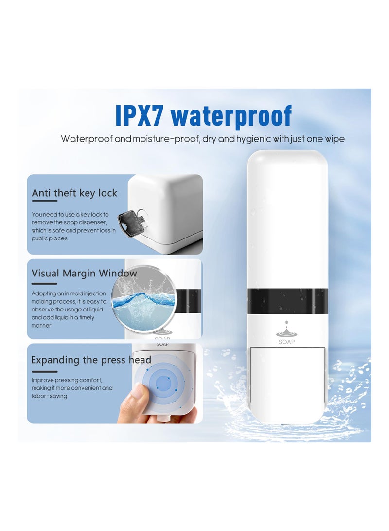 SYOSI Shower Soap Dispenser Wall Mount Hand Liquid Shampoo Shower Gel Manual Dispenser Chamber No-Drill Wall Mounted Bathroom Shower Pump Dispenser for Bathroom Kitchen Office Home Hotel 3x250ml - Image 4