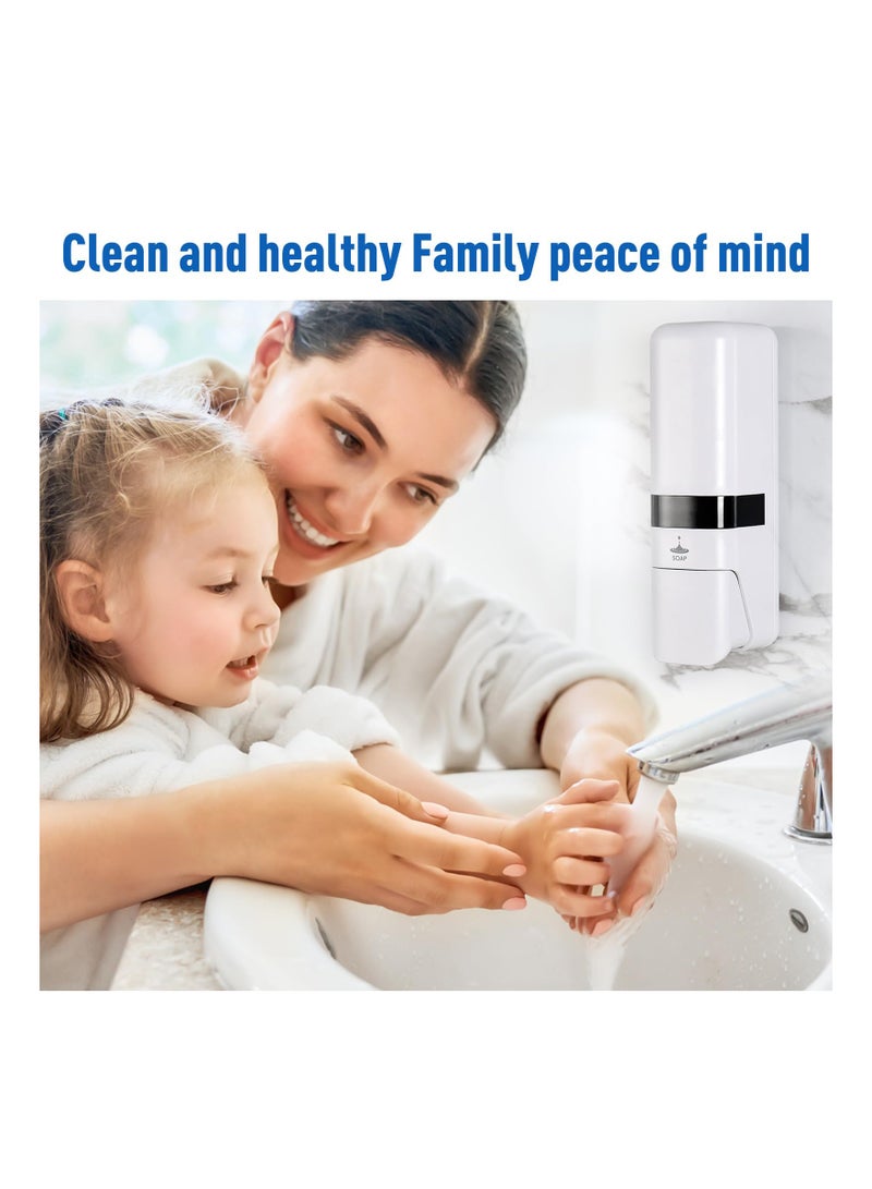 SYOSI Shower Soap Dispenser Wall Mount Hand Liquid Shampoo Shower Gel Manual Dispenser Chamber No-Drill Wall Mounted Bathroom Shower Pump Dispenser for Bathroom Kitchen Office Home Hotel 3x250ml - Image 5