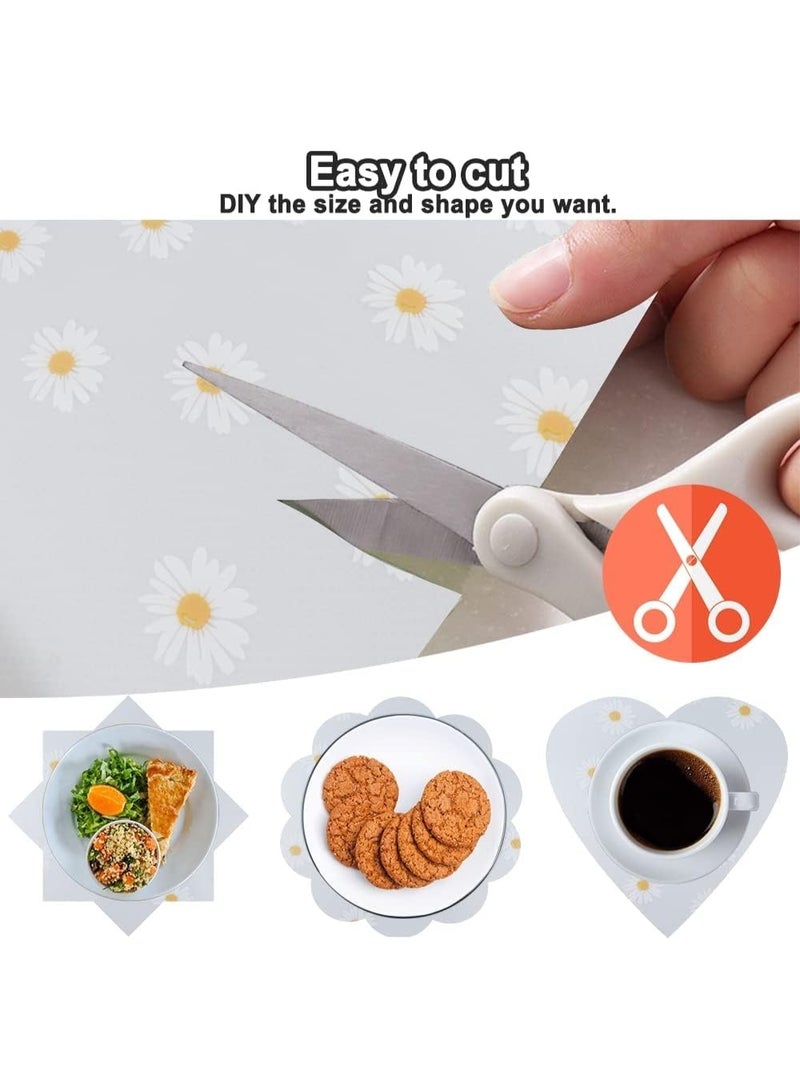 Waterproof Shelf and Drawer Liners for Kitchen Cabinet, Refragerator Mats, Bathroom Sink Liner, No Slip Cupboard Mats, Non Adhesive EVA Place Mats Roll, Clear Daisy 17.7"×78.7" - Image 3