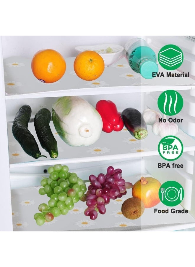 Waterproof Shelf and Drawer Liners for Kitchen Cabinet, Refragerator Mats, Bathroom Sink Liner, No Slip Cupboard Mats, Non Adhesive EVA Place Mats Roll, Clear Daisy 17.7"×78.7" - Image 2