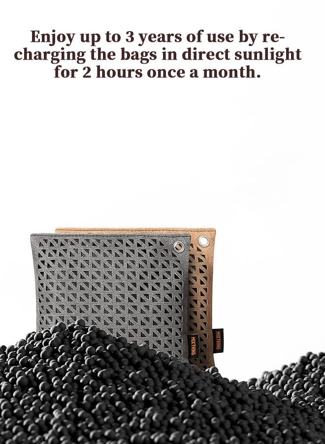 بيوينتي ماص روائح الفحم النشط، علاقة قابلة لإعادة الاستخدام. كيس تنقية هواء من فحم الخيزران الطبيعي مع معادن، مناسب للسيارة والمنزل والخزانة، معطر جو، مزيل للروائح (عبوة من قطعتين). - Image 4