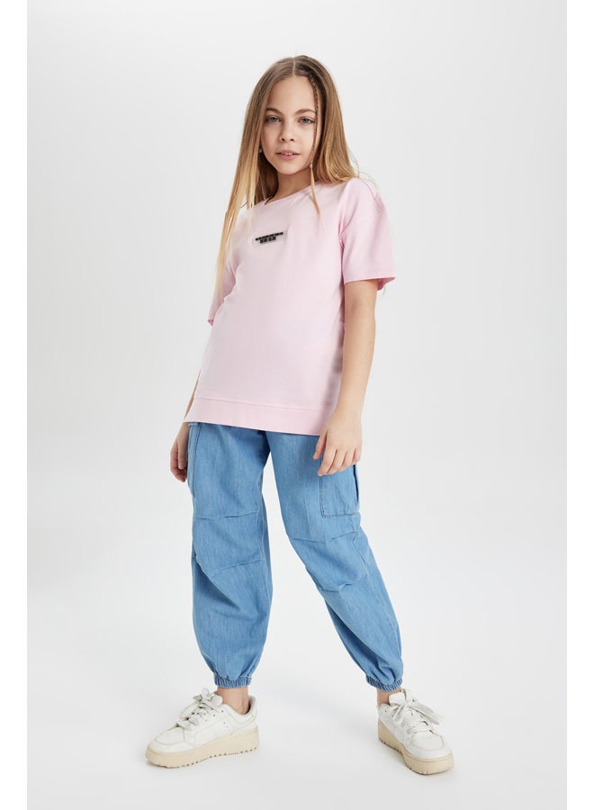 DeFacto Girl Oversize Fit Knitted Short Sleeve Body  - Image 4