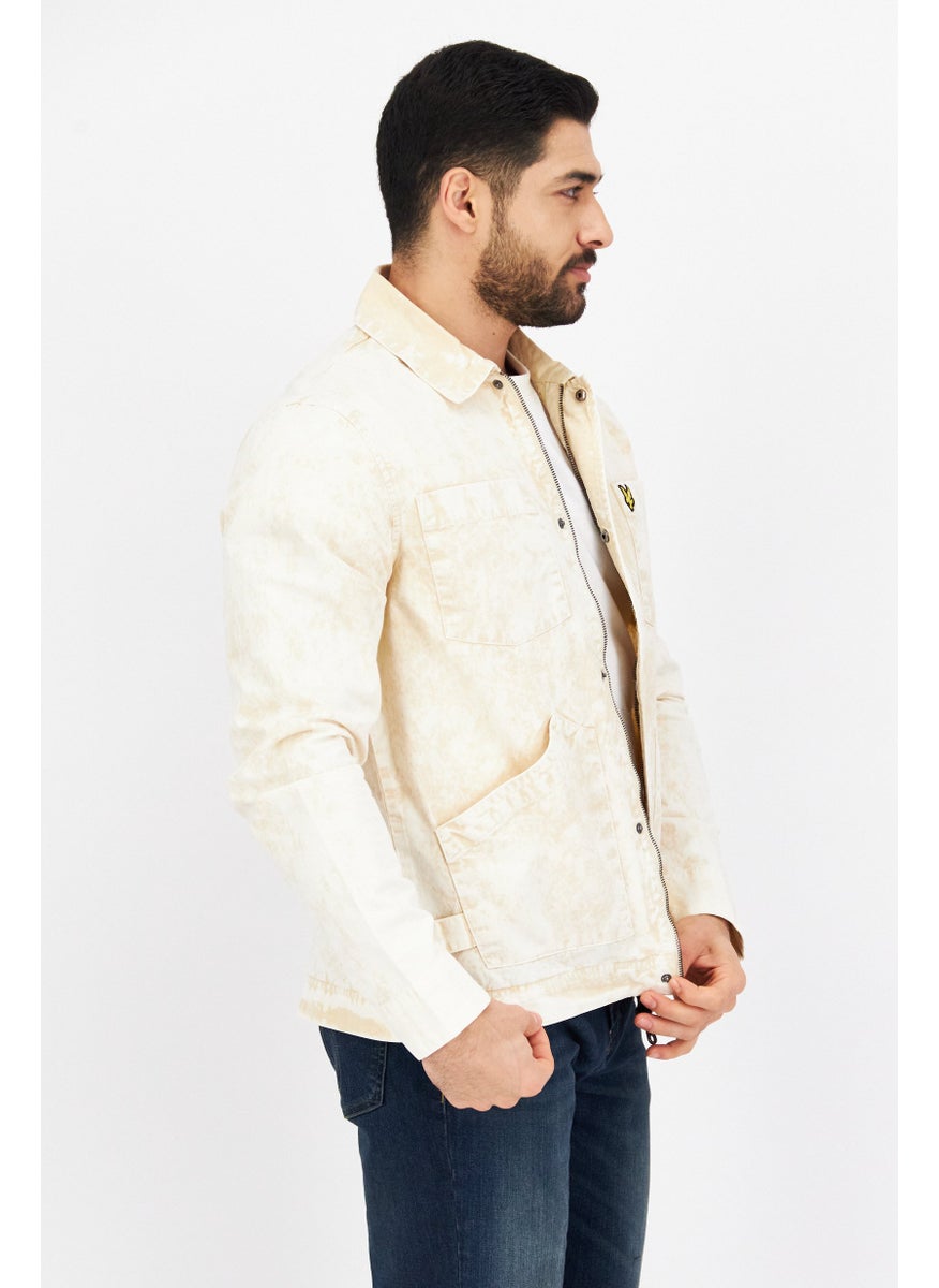 Lyle & Scott - Men Brand Logo Jacket Shirt, Tan Combo - Image 1