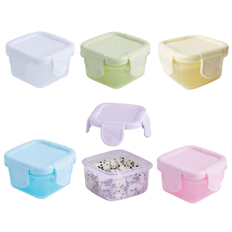 6?Pcs Small Food Storage Containers with Lids for Snack and Puree 60?ml Capacity Salad Dressing Container Microwave  Dishwasher Safe Reusable Plastic Stackable Jars for Adults Kids
