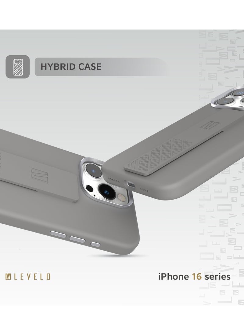 LEVELO iPhone 16 Pro Max Case Morphix Silicone Back Cover with Silicone Grip / Metal Camera Ring / Impact-Resistant Corners - Grey  - Image 3
