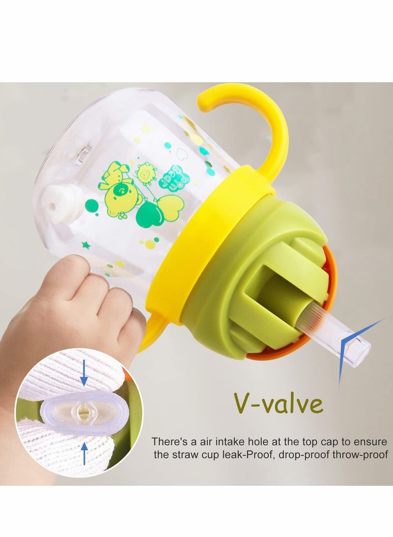 KASTWAVE كوب شرب للأطفال من 6 أشهر فما فوق، كوب شرب مضاد للتسرب، كوب شرب مزود بقشة مثقلة غير قابلة للتسرب للأطفال، كوب شرب للأطفال مزود بمقابض، مضاد للتسرب، كوب فوهة ناعمة غير قابلة للتسرب سعة 260 مل، خالي من BPA (أصفر) - Image 3