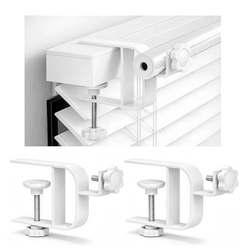 onneka Inside Mount Curtain Rod Bracket for Blinds, No Drill Blind Adapter, Easy 1-Min Tool-Free Install, No Wall Damage, Adjustable 0.8–2.2" Headrail, Fits 1" Rod, for Apartments & Rentals, White, 2 Pack - Image 1