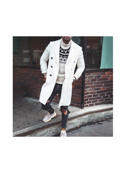 Squality Winter Long Coat Men White