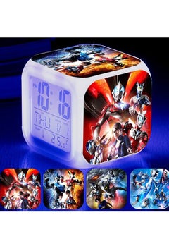 Ultraman Cartoon Cute Game Surrounding Children LED Digital Colorful Luminous Night Light Alarm Clock