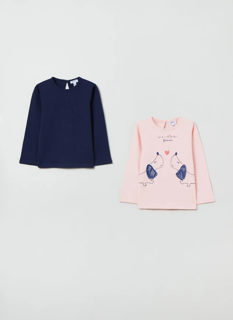 او في اس Two-Pack T-Shirts In Cotton With Print