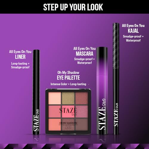 Staze All Eyes on You Kajal | 24H Long Stay | Smudgeproof & Waterproof Formula | Kajal for women | Ultra-pigmented Intense Black Matte Finish | One Stroke Application | 01 Blackest Black | 0.3g - Image 3