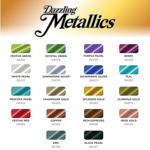 DecoArt Americana Acrylics Paint DAZZLING METALLICS, Set of 18 Popular Colors, 2 fl oz Bottle (Pack of 18) - Image 2