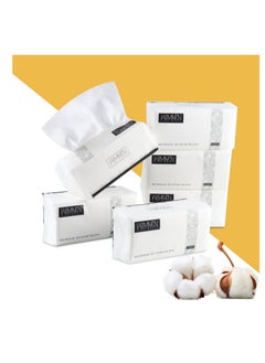 SYOSI مناديل تنظيف الوجه، منشفة disposable سميكة extra من القطن 100%، نسيج وجه خالي من الوبر لتنظيف البشرة الحساسة، العناية بالبشرة وإزالة المكياج، مناديل جافة 6 عبوات  - Image 1
