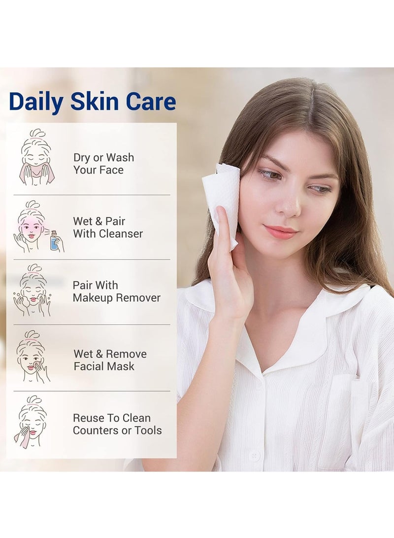 SYOSI Face Clean Towels, 100% Cotton Extra Thick Disposable Towel, Lint- free Facial Tissue for Sensitive Skin Cleansing, Skincare and Makeup Remover, Dry Wipes 6 Pack - Image 4