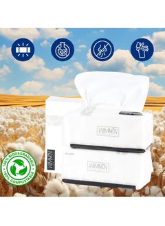 SYOSI مناديل تنظيف الوجه، منشفة disposable سميكة extra من القطن 100%، نسيج وجه خالي من الوبر لتنظيف البشرة الحساسة، العناية بالبشرة وإزالة المكياج، مناديل جافة 6 عبوات  - Image 3