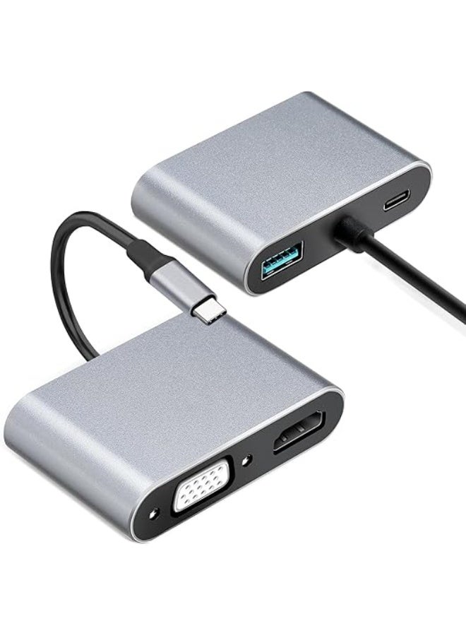 USB C to VGA HDMI Multiport Adapter - Ultra Portable 4-in-1 Hub - 4K HDMI Converter - Practical Connectivity for Daily Use - Image 1