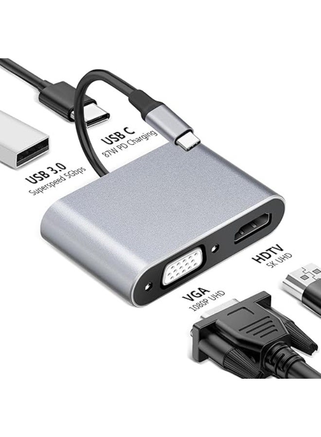 USB C to VGA HDMI Multiport Adapter - Ultra Portable 4-in-1 Hub - 4K HDMI Converter - Practical Connectivity for Daily Use - Image 3
