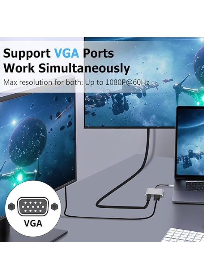 USB C to VGA HDMI Multiport Adapter - Ultra Portable 4-in-1 Hub - 4K HDMI Converter - Practical Connectivity for Daily Use - Image 2