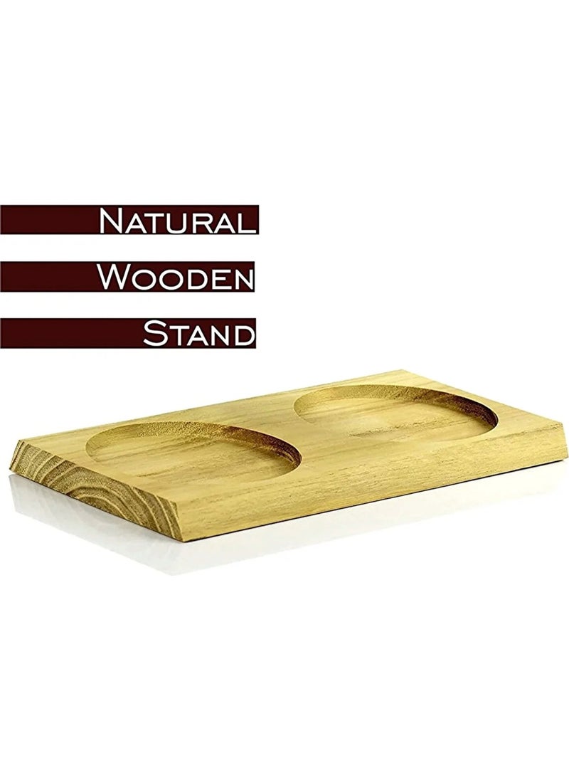 Tamu 2-Piece Wooden Stand Amber Olive Oil Oil Bottle Oil Pot Oil Bowl Gold with Drip-proof Lid 500ML  - Image 3