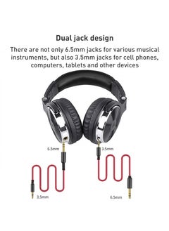 OneOdio OneOdio Wired Over Ear Headphones Studio Monitor & Mixing DJ Stereo Headsets with 50mm Neodymium Drivers and 1/4 to 3.5mm Jack for AMP Computer Recording Podcast Keyboard Guitar Laptop - Pink Silver  - Image 3