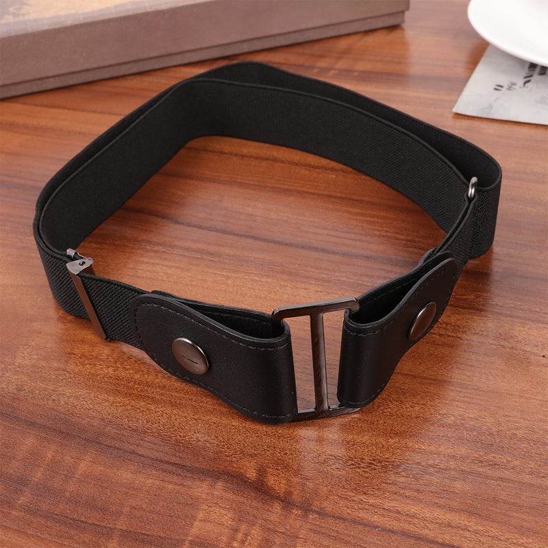 2 pcs Elastic Belt No Buckle Stretch Belt Waist Belt Jeans Pants Waist Belt for Women Men (Black) - Image 5