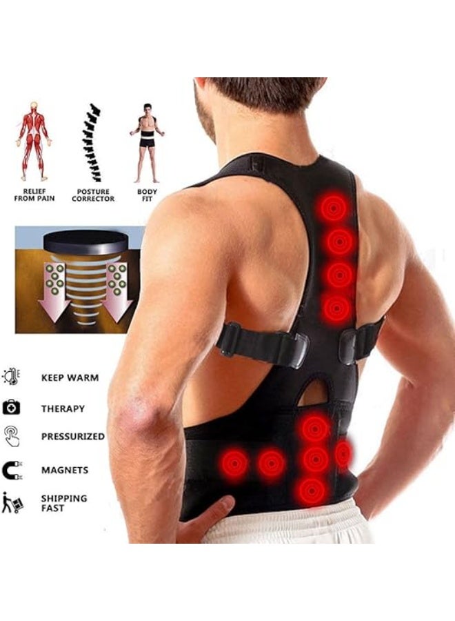 مصحح قوام ومشد ظهر مغناطيسي - دعم احترافي للعمود الفقري بمغانط مدمجة (800 غاوس) - حزام ظهر قابل للتعديل لتخفيف آلام الرقبة والكتف والقطنية - للرجال والنساء - Image 3