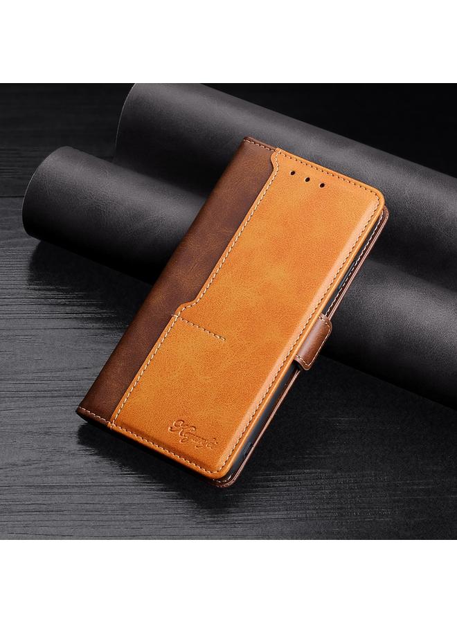 اس-توب جراب لهاتف Samsung Galaxy A31 بتصميم كلاسيكي بلون متباين مع مشبك جانبي وغطاء جلدي قلاب أفقي مع حامل وفتحات للبطاقات ومحفظة - Image 1