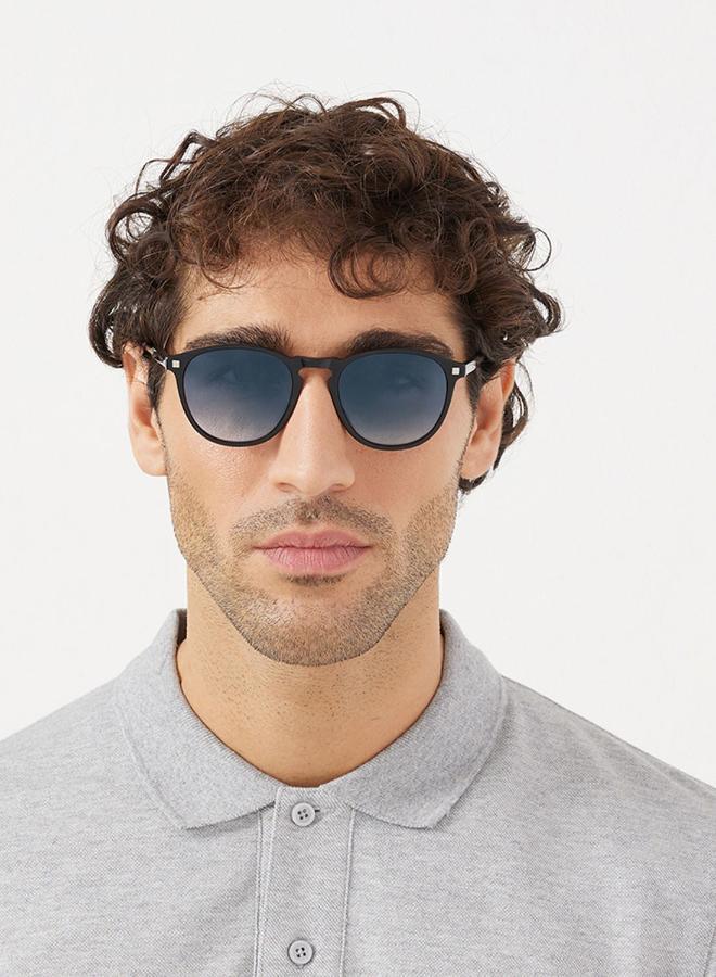 30Sundays Olympian,Men Sunglasses, Round Sunglasses, UV Protection: UV400 (Black,Blue) - Image 4