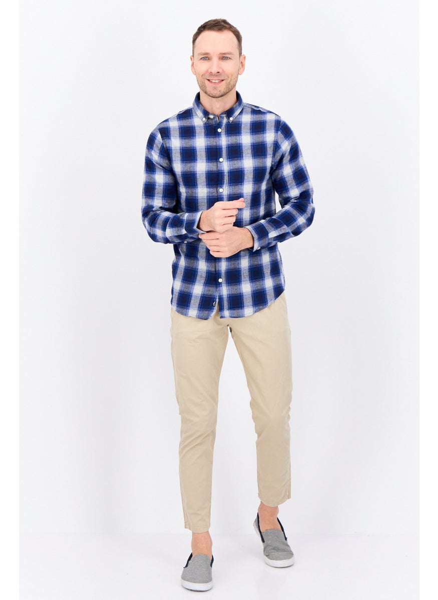 Threadbare - Men Regular Fit Checkered Long Sleeves Casual Shirt, Blue Combo - Image 1