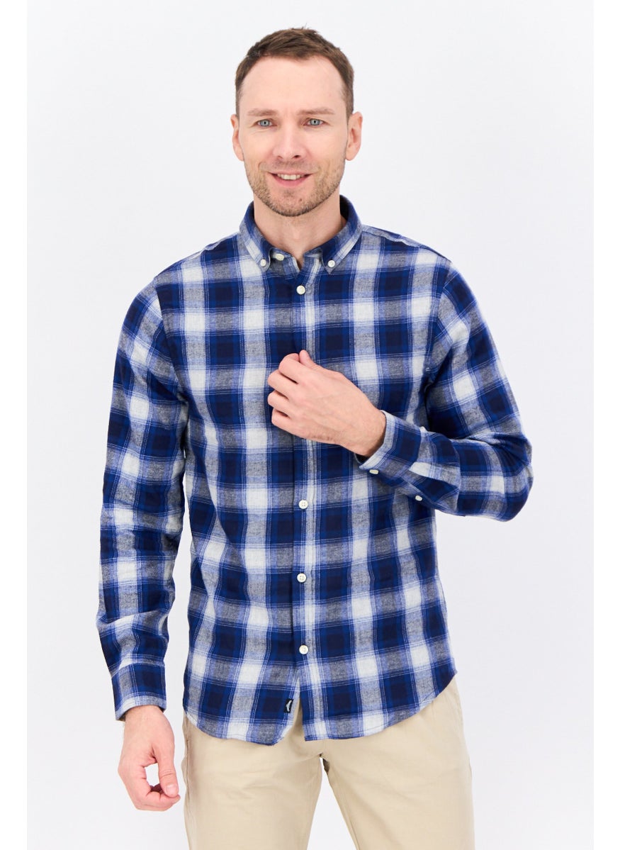 Threadbare - Men Regular Fit Checkered Long Sleeves Casual Shirt, Blue Combo - Image 1