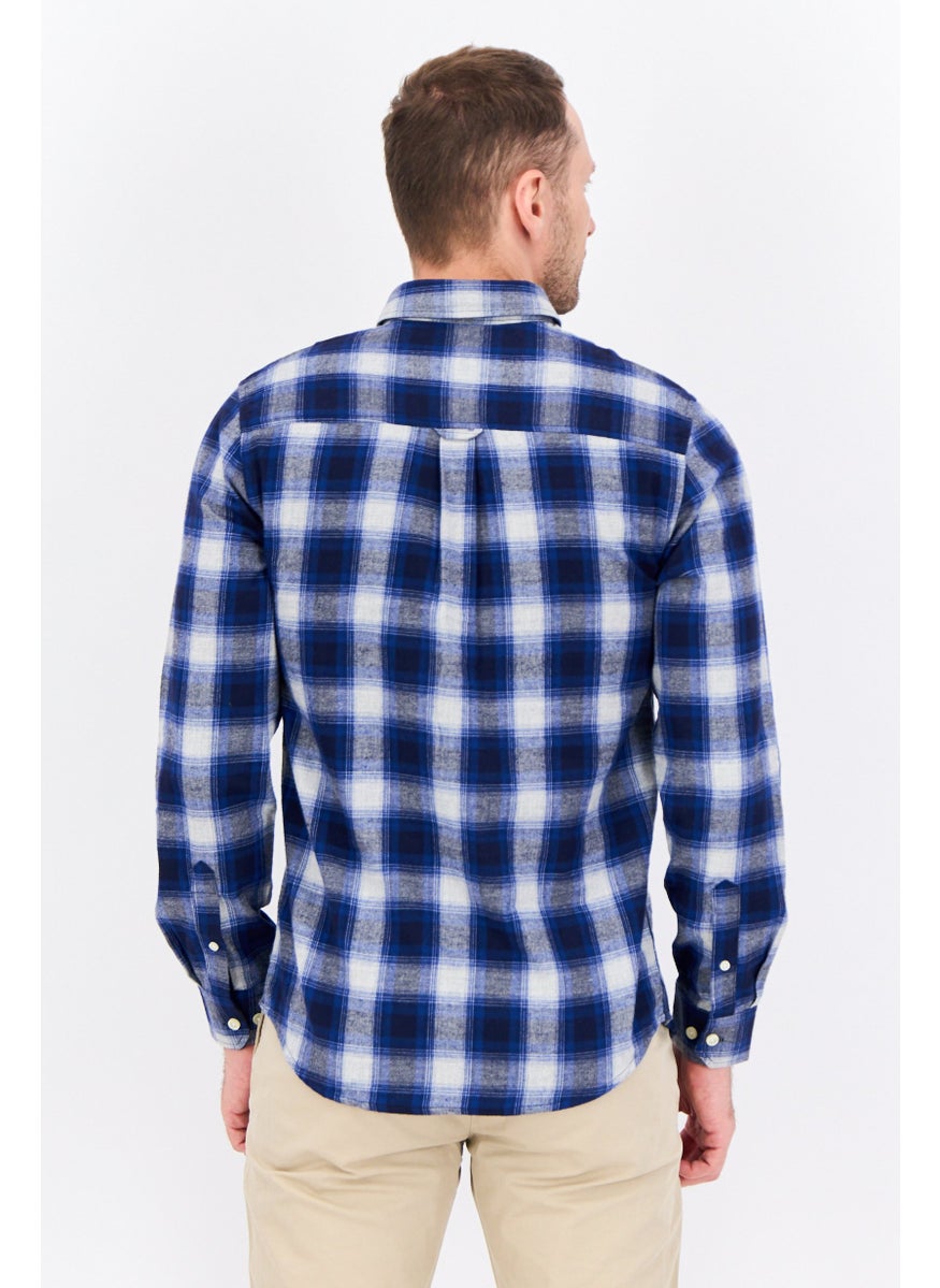 Threadbare - Men Regular Fit Checkered Long Sleeves Casual Shirt, Blue Combo - Image 1