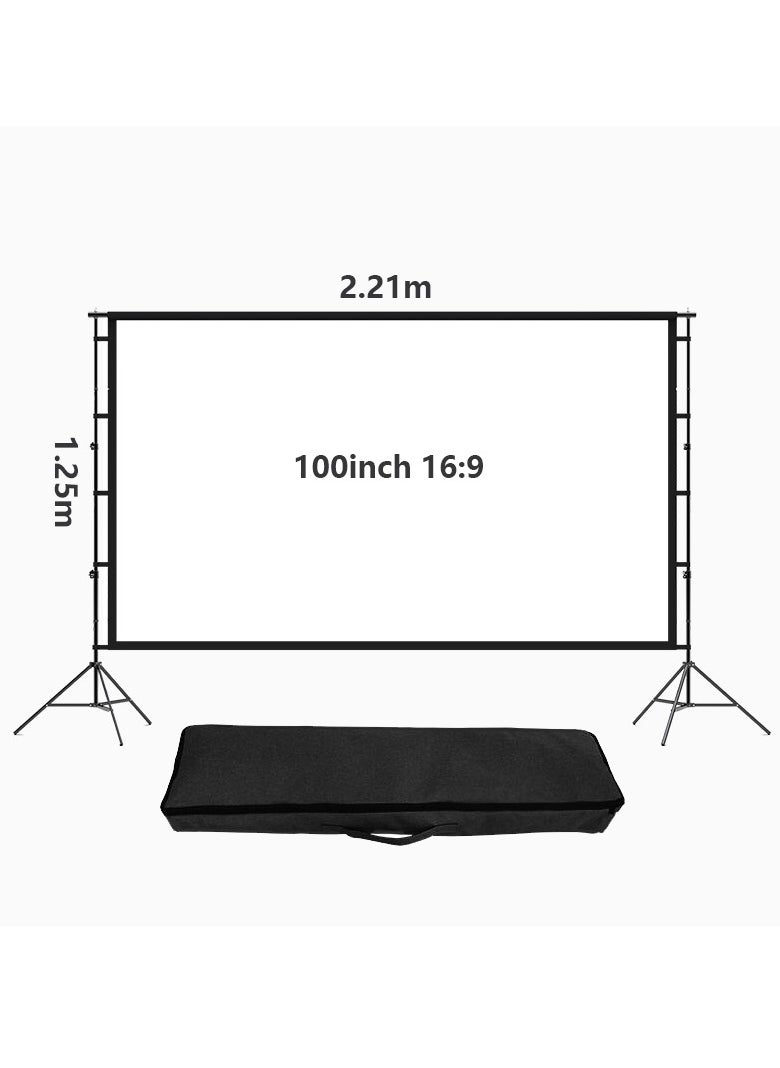 Flash Hawk - 100 inch 16:9 Outdoor and Indoor Portable Projector Screen with 2M High Tripod Stands - Image 1