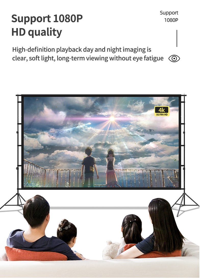 Flash Hawk - 100 inch 16:9 Outdoor and Indoor Portable Projector Screen with 2M High Tripod Stands - Image 1