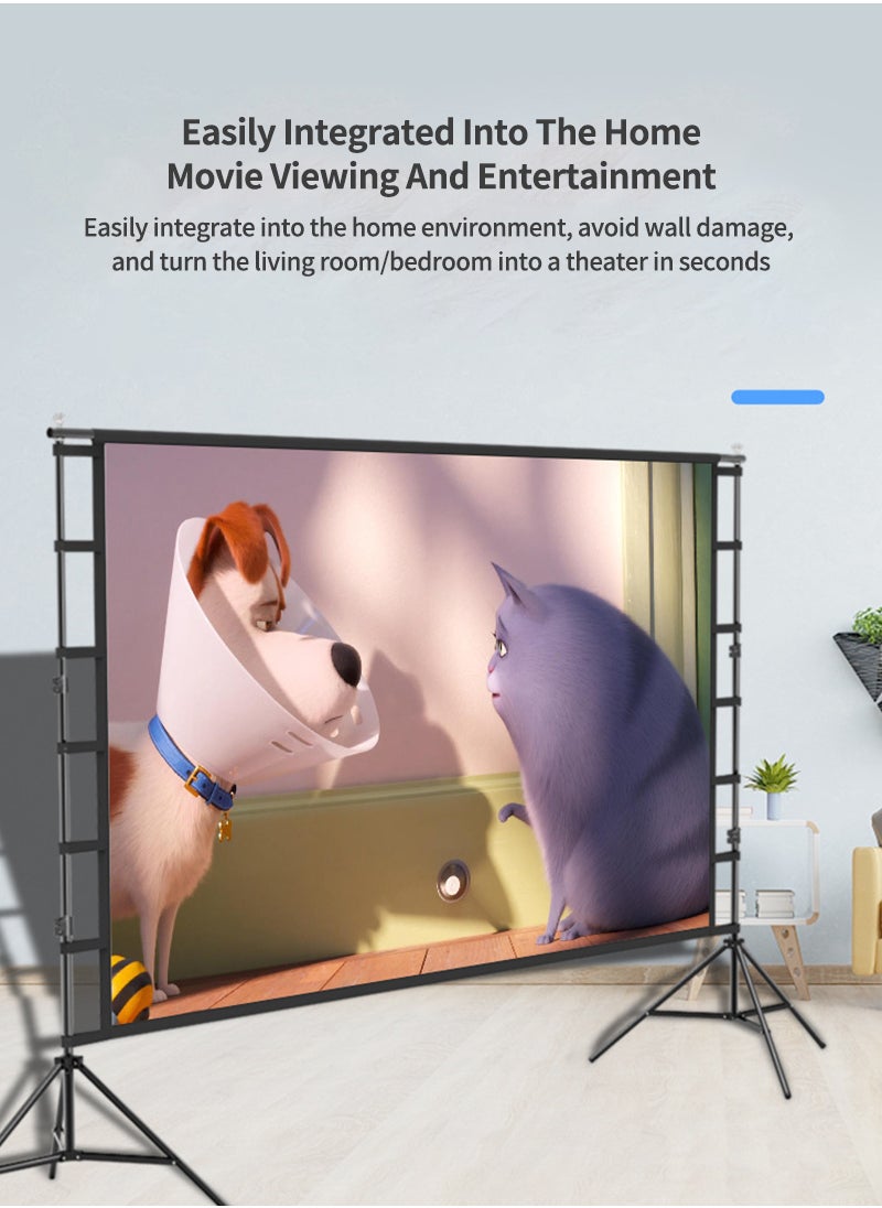 Flash Hawk - 100 inch 16:9 Outdoor and Indoor Portable Projector Screen with 2M High Tripod Stands - Image 1