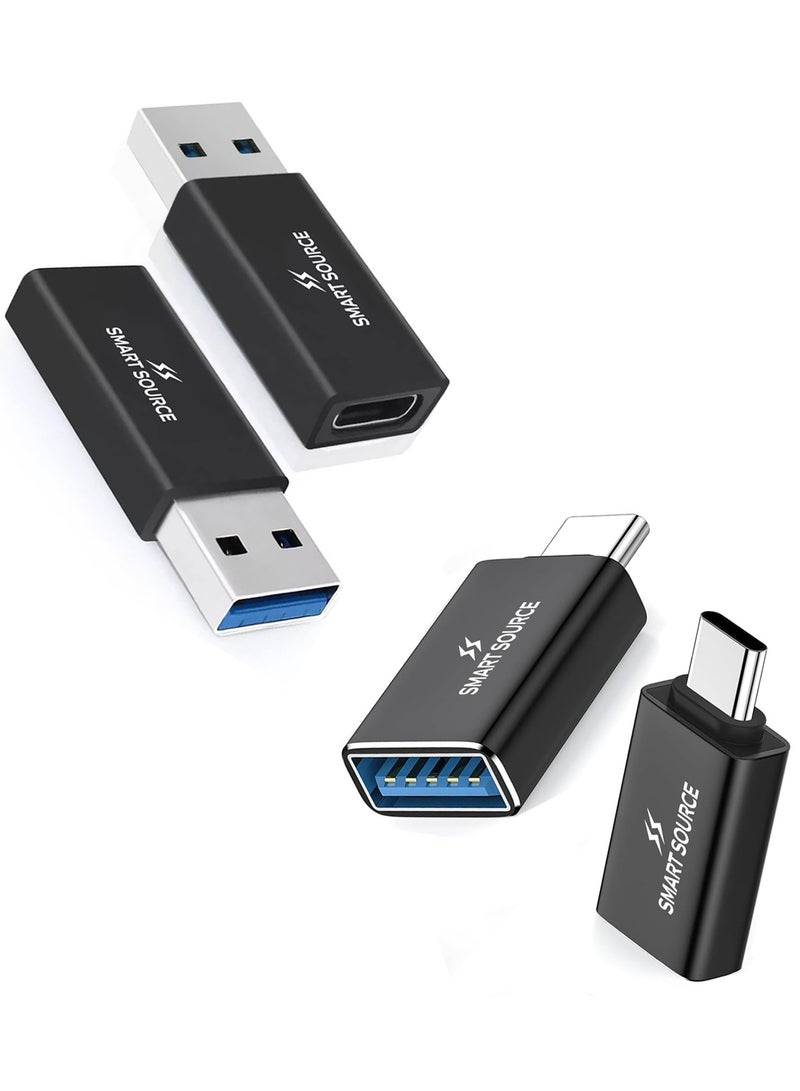 SMART SOURCE 【Pack of 4】USB to USB C Adapter USB A Female To USB C Male Adapter, Data Transfer USB to Type-c Adapter, Compatible for【Samsung S25 Ultra Series】【iPhone 16 Pro Max】iPad,MacBook,Tablets USB C Female to USB 3.0 Male Adapter, Compatible with Laptop, PC, Charger, Power Bank