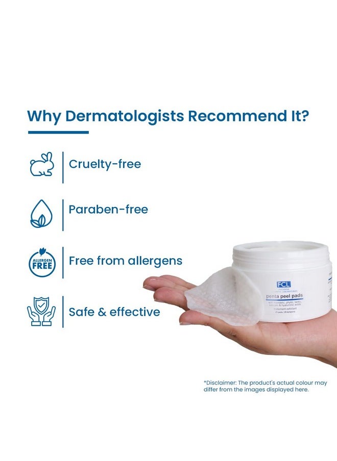 Fcl Penta Peel Pads, Exfoliant, Removes Dead Cells, Reduces Fine Lines & Wrinkles, Gentle & Safe Peeling Pads, Improves Skin Texture, Shrinks Open Pores, 25 Pads