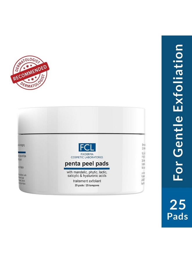 Fcl Penta Peel Pads, Exfoliant, Removes Dead Cells, Reduces Fine Lines & Wrinkles, Gentle & Safe Peeling Pads, Improves Skin Texture, Shrinks Open Pores, 25 Pads