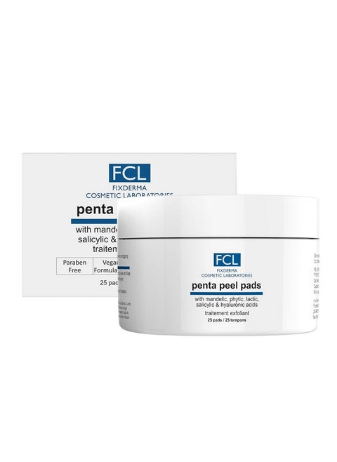 Fcl Penta Peel Pads, Exfoliant, Removes Dead Cells, Reduces Fine Lines & Wrinkles, Gentle & Safe Peeling Pads, Improves Skin Texture, Shrinks Open Pores, 25 Pads