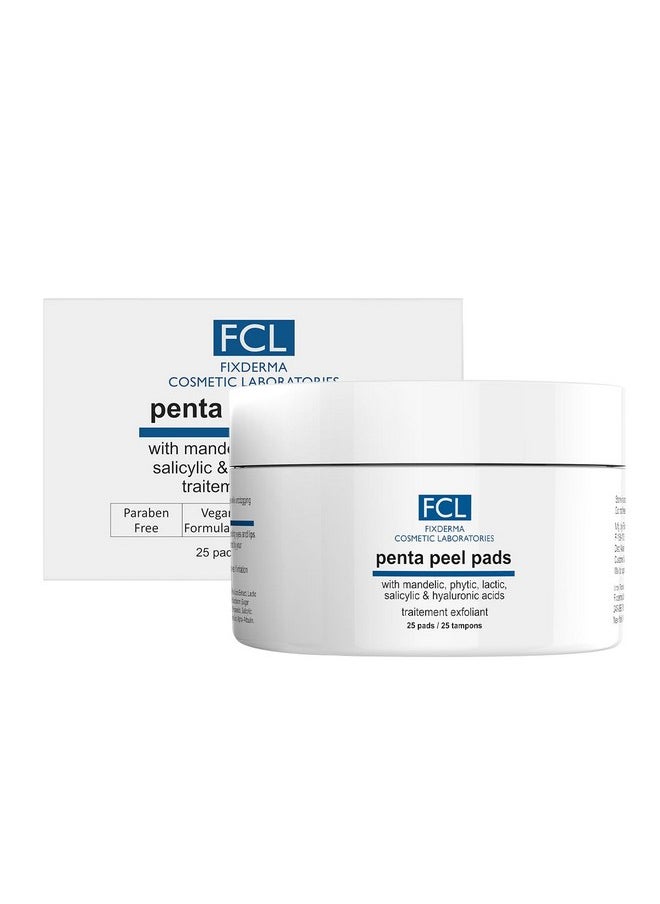 Fcl Penta Peel Pads, Exfoliant, Removes Dead Cells, Reduces Fine Lines & Wrinkles, Gentle & Safe Peeling Pads, Improves Skin Texture, Shrinks Open Pores, 25 Pads