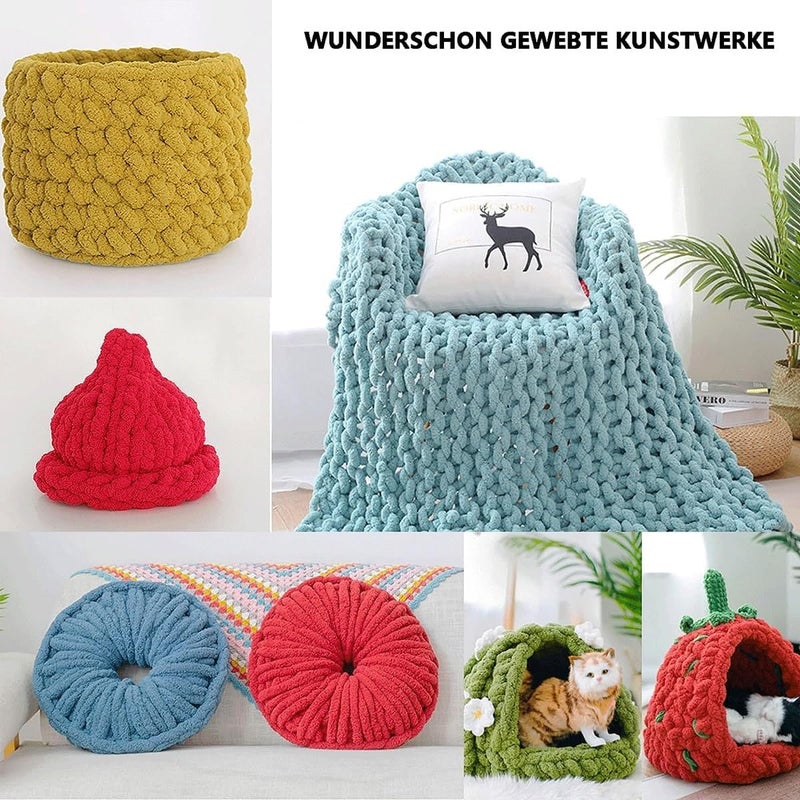 Chunky Yarn,Coarse Bulky Wool,Knitting Extra Thick Chenille Blanket Soft Fluffy Weaving Iceland for Arm Big for Pet Bed - Image 4
