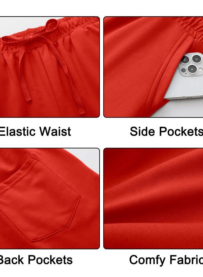 Tandisk Women's 5" Activewear Lounge Bermuda Shorts Gym Jogger Yoga Shorts with Pockets Red M - Image 3