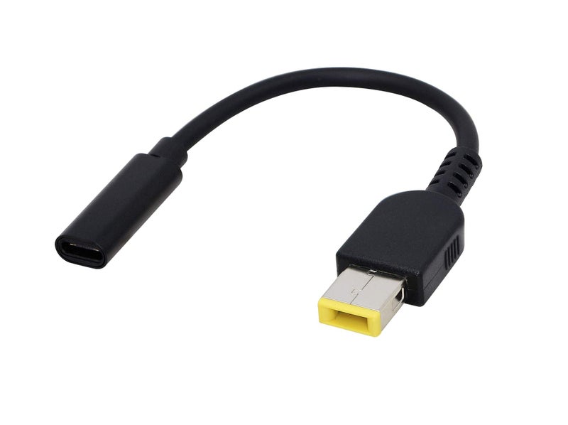 CERRXIAN 15cm 65W PD USB Type C Female Input to Slim Tip Power Charging Cable for Lenovo Thinkpad E440 E450 E550 E560 T430 T440 T440S Lenovo Yoga 13 Yoga 11S(Square s) - Image 1